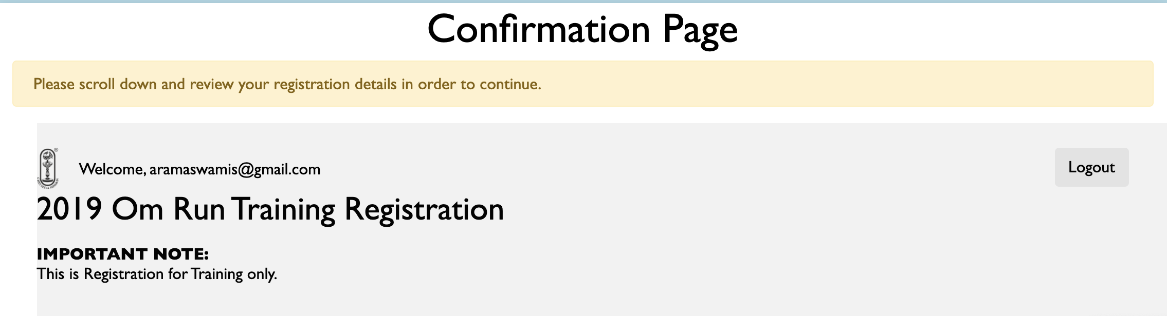 confirmation page top