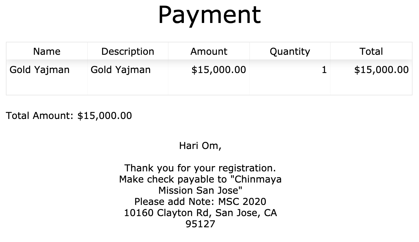 pay by check success screen